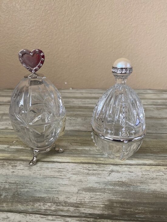 Lenox Other - Lenox Crystal Egg Trinket Boxes Diamonds & Pearls Made in Germany Set of 2